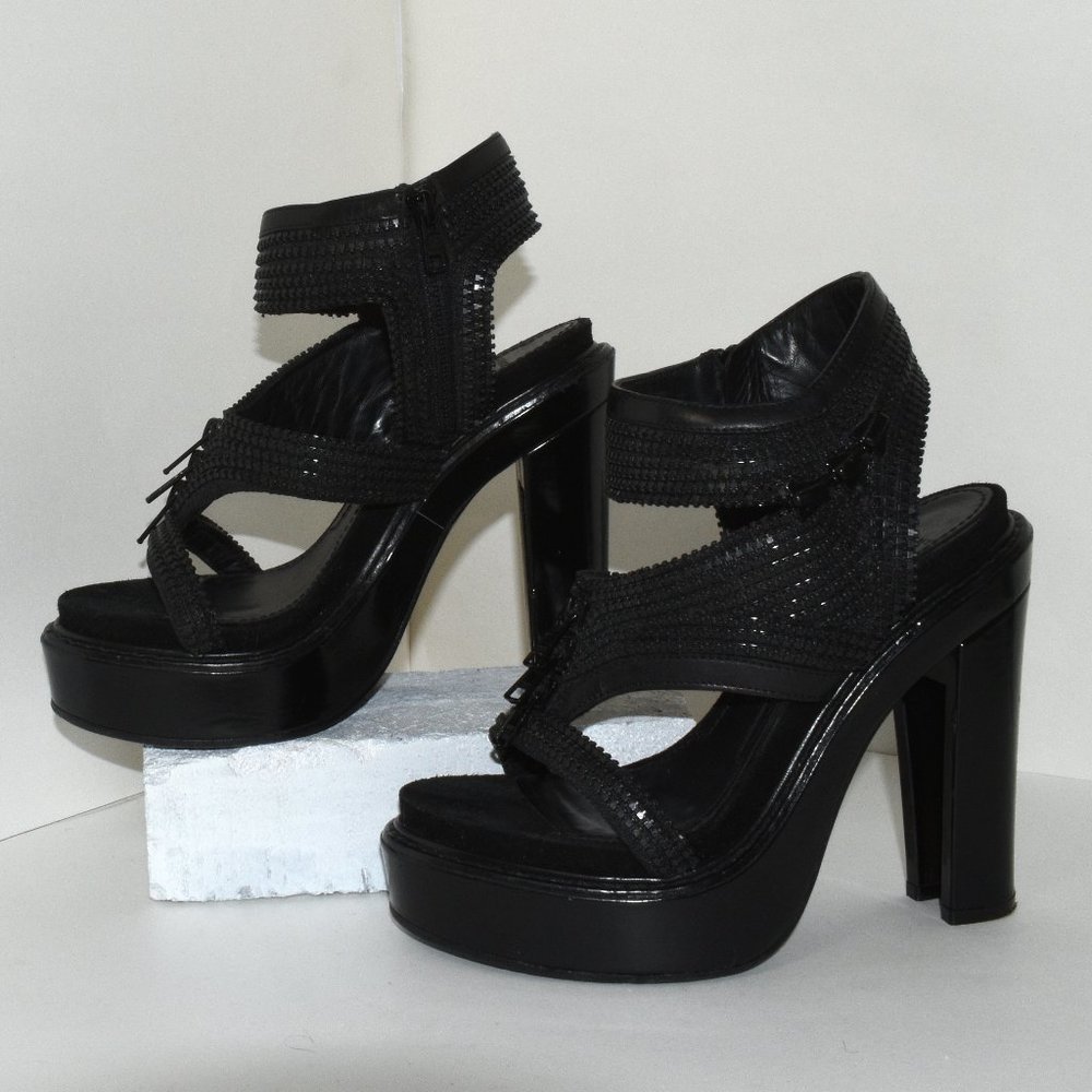 Givenchy black zipper platform heels
